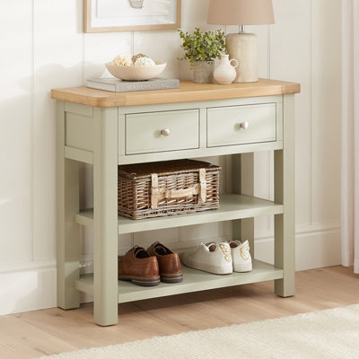 The Furniture Market Marbury Sage Green Painted 2 Drawer Hall Console Table from B&Q