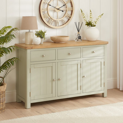 The Furniture Market Marbury Sage Green Painted Large 3 Drawer 3 Door Sideboard from B&Q