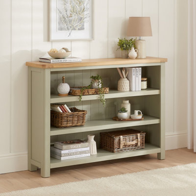 The Furniture Market Marbury Sage Green Painted Wide Low Large Bookcase from B&Q