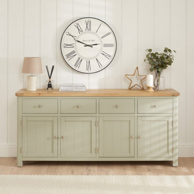 The Furniture Market Marbury Sage Green Painted Extra Large 4 Drawer 4 Door Sideboard from B&Q