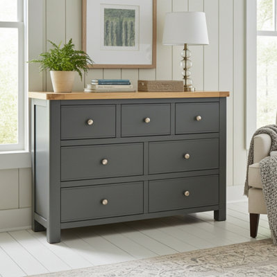 The Furniture Market Marbury Slate Grey Painted 3 Over 4 Drawer Wide Chest from B&Q