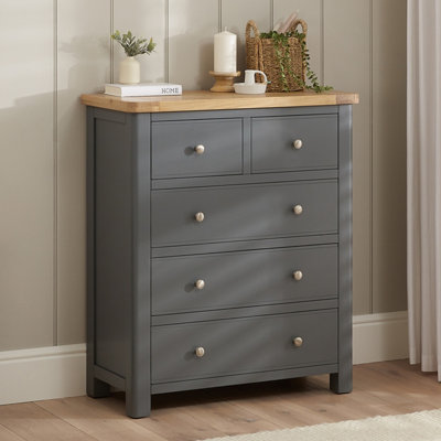 The Furniture Market Marbury Slate Grey 2 Over 3 Chest from B&Q