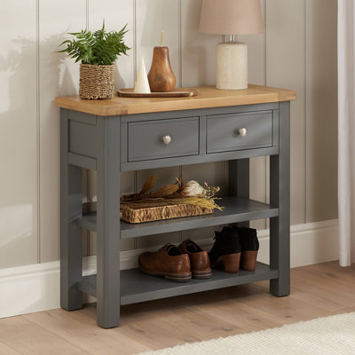The Furniture Market Marbury Slate Grey Painted 2 Drawer Hall Console Table from B&Q