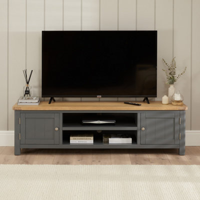 The Furniture Market Marbury Slate Grey Painted Extra Large Widescreen Tv Unit Stand Up To 80 Tv Size from B&Q