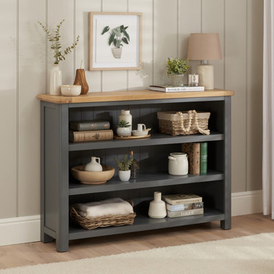 The Furniture Market Marbury Slate Grey Painted Wide Low Large Bookcase from B&Q