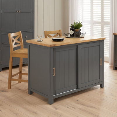 The Furniture Market Marbury Slate Grey Painted Kitchen Island Counter With Breakfast Bar Table Top (2 Seater) from B&Q