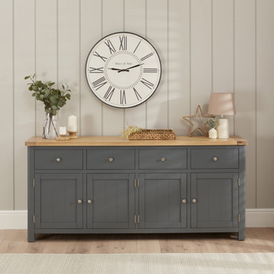 The Furniture Market Marbury Slate Grey Painted Extra Large 4 Drawer 4 Door Sideboard from B&Q