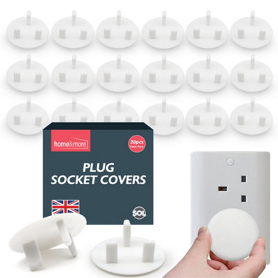 Sol 20Pk Plug Electric Socket Covers Uk Child Safety Plug Socket Covers Plug Covers For Sockets Baby Safety from B&Q