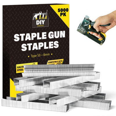 Sol 5000Pk Galvanised Staples For Staple Gun Type 53 Staples 8mm, Upholstery Staple Gun Replacement Staples, Wood Staple Gun Staples 8