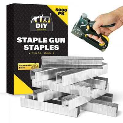 Sol 5000Pk Galvanised 14mm Staples For Staple Gun Type 53, Staples Gun Staples 14mm, Heavy Duty Staples Upholstery Staple Gun Replacem