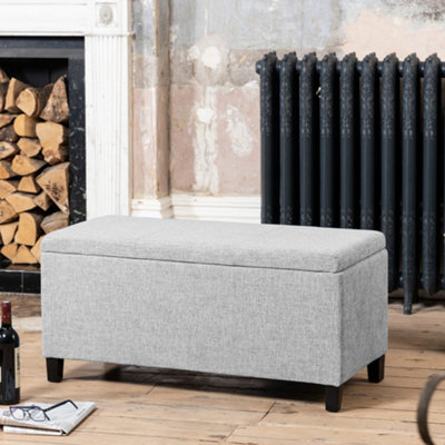 Artemis Home Henbury Storage Ottoman - Light Grey Silver - Large Fabric Ottoman - Image 4