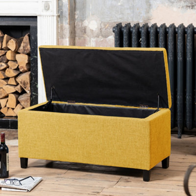 Artemis Home Henbury Yellow Fabric Storage Ottoman - Extra Large, Wooden Frame, Metal Hinge - Image 3