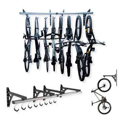 Space Saving Wall Mounted Bike Rack For 8 BikesRotating HooksBicycle Storage For Home/garage/shed from B&Q