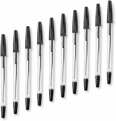 B&Q -  Black Ballpoint Writing Pens With Medium Tip10 Pack