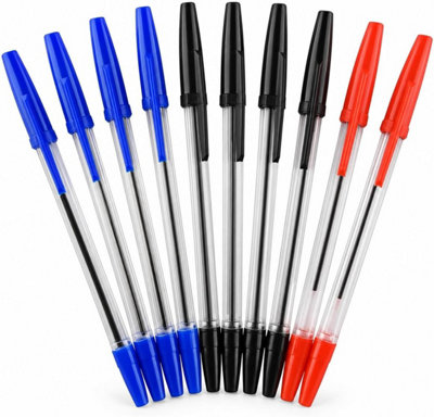 1ABOVE Ballpoint Pens, 10 Pack, 4 Blue, 4 Black & 2 Red | Multi-coloured ballpoint pen set with 4 blue, 4 black and 2 red pens for home, school and office writing. - Image 2