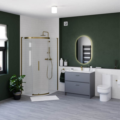 Sensio Nebula Brass Effect Oval Wall-Mounted Bathroom Illuminated Modern Illuminated Mirror (H)80Cm (W)50Cm from B&Q