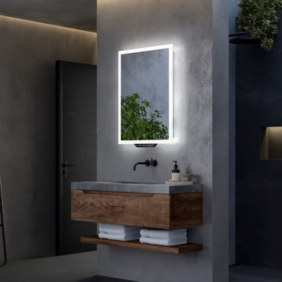 Sensio Luka White Rectangular Illuminated Smart Bathroom Mirror With Alexa (L)70Cm (W)50Cm from B&Q