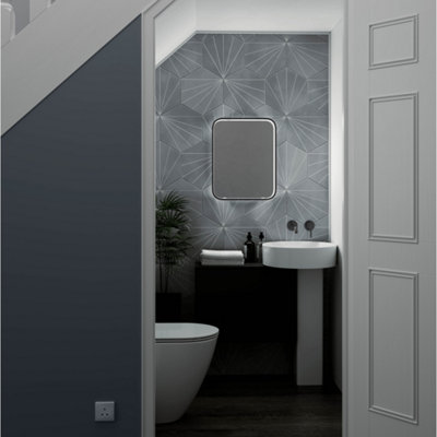 Sensio Aspect Matt Black Rectangular Wall-Mounted Bathroom Illuminated Contemporary Illuminated Mirror (H)50Cm (W)39Cm from B&Q