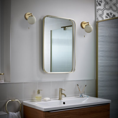 Sensio Aspect Brass Effect Rectangular Wall-Mounted Bathroom Illuminated Contemporary Illuminated Mirror (H)50Cm (W)39Cm from B&Q