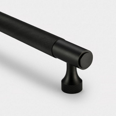 Pushka Home Brass Knurled Bar Handle With Hole Centre 632mmBlack from B&Q