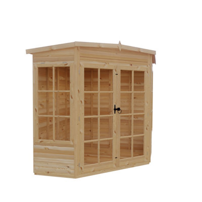 Shire Hampton Premium Corner Summerhouse 6X6 With Double Doors And Opening Windows from B&Q