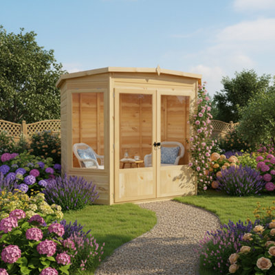Shire Premium Corner SummerhouseRamsey 6X6 With Double Doors And Opening Windows from B&Q