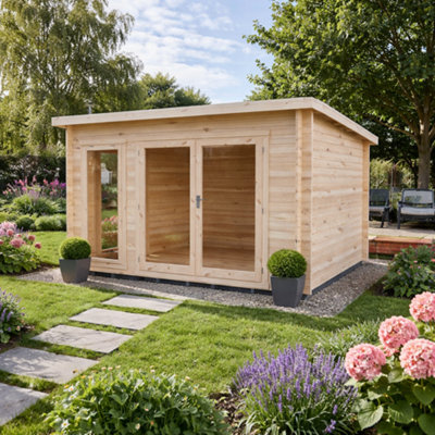 B&Q -  Tilney Log Cabin 10X10 With Double Doors And Opening Windows