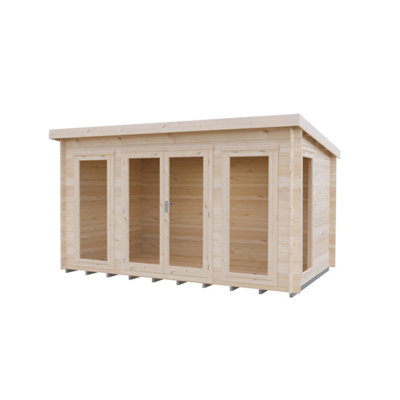 B&Q -  Tilney Log Cabin 8X13 With Double Doors And Opening Windows