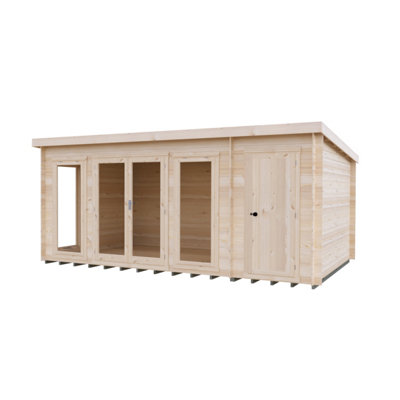 B&Q -  Walsoken Log Cabin 10X17 With Double DoorsOpening Windows & Storage Room
