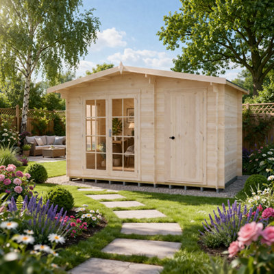 Shire Bourne Log Cabin 12X6 With Double DoorsOpening Windows & Storage Room from B&Q