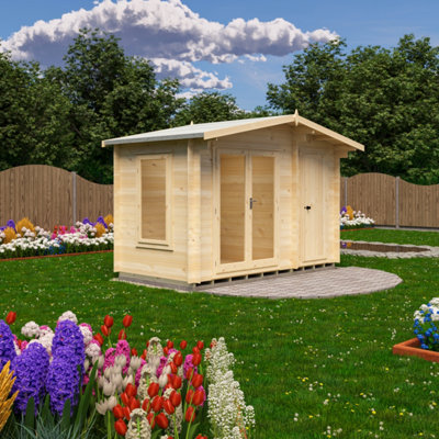 B&Q -  Spalding Log Cabin 12X6 With Double DoorsOpening Window & Storage Room