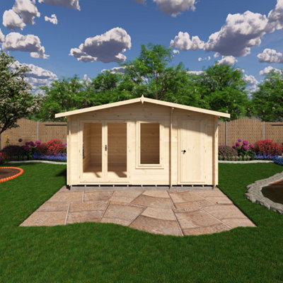 Shire Spalding Log Cabin 14X8 With Double DoorsOpening Windows & Storage Room from B&Q