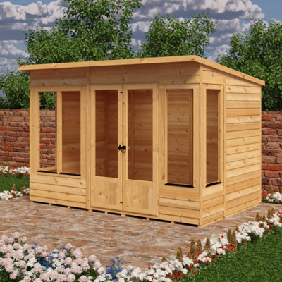 Shire Alora 10X6 Pent Summerhouse With 5 Windows And Interchangeable Configuration Light