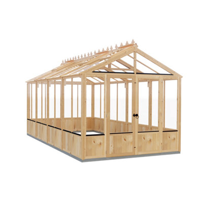 B&Q -  Holkham 8 X 16 Timber Greenhouse With Double Door