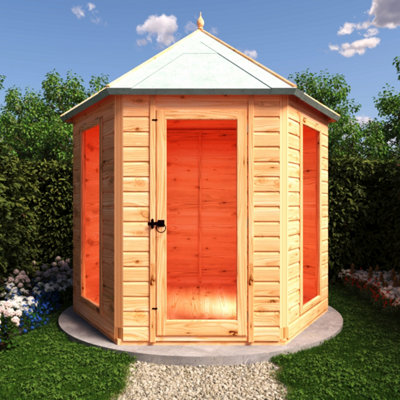 Shire Welburn Hexagonal 8X7Ft Summerhouse With 2 Opening Windows from B&Q