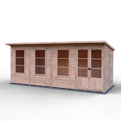 Shire Dahlia 16X6Ft Pent Summerhouse With Double Doors And 3 Opening Windows