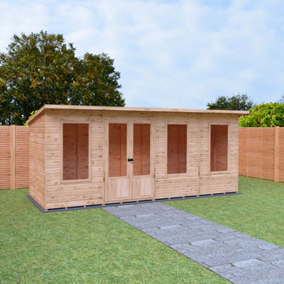 Shire Peony 16X6 Pent Summerhouse With 3 Opening Windows