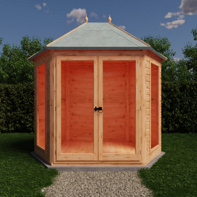 Shire Buttermere Hexagonal 8X7Ft Summerhouse With 2 Opening Windows