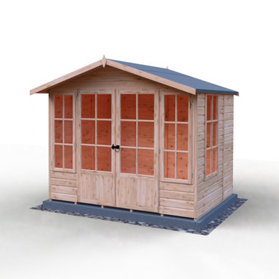 Shire Delmora 8X6ft Summerhouse With Double Doors And Two Opening Windows Light