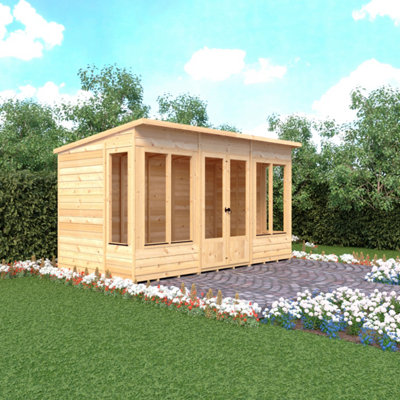 Shire Alora 12X6 Pent Summerhouse With 6 Windows And Interchangeable Configuration