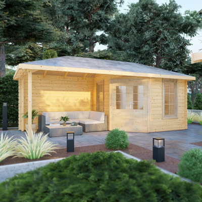 Shire Amarrillo 10X20Ft Premium Corner Log Cabin With Inside And Outside Areas-36525 