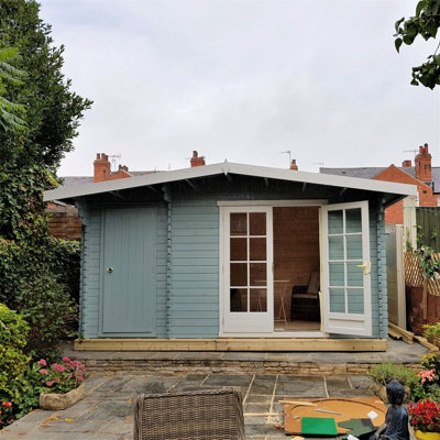 B&Q -  Bourne 14X10 28mm Log Cabin Summer House