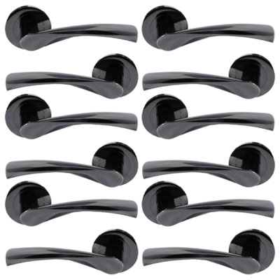 Betley Butterfly MultiPack Astrid Door Handles Latch Twist Lever On RoseBlack Nickel 120mmAluminiumPack Of 6 from B&Q