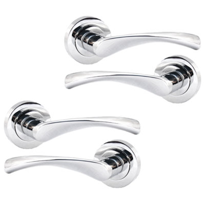 Betley Butterfly MultiPack Astrid Door Handles Latch Twist Lever On RoseChrome 120mmAluminiumPack Of 2 from B&Q
