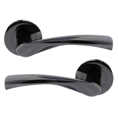 Betley Butterfly Astrid Door Handles Latch Twist Lever On RoseBlack Nickel 120mm50mm from B&Q