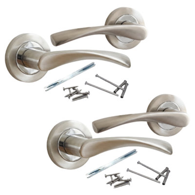 Betley Butterfly MultiPack Astrid Door Handles Latch Twist Lever On RoseSatin And Chrome 120mmAluminiumPack Of 2 from B&Q