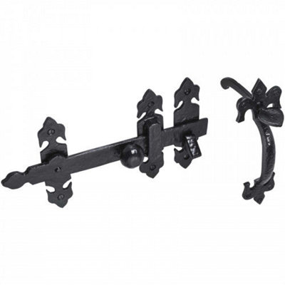 Betley Butterfly Thumb Gate Latch Fleur De Lys Black Antique 203mm Old Hill Iron Garden Cottage + FixingsCast IronAntique Black from B&Q