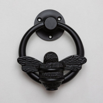 Brass bee Bumblebee Door Knocker With Ring Black Finish from B&Q
