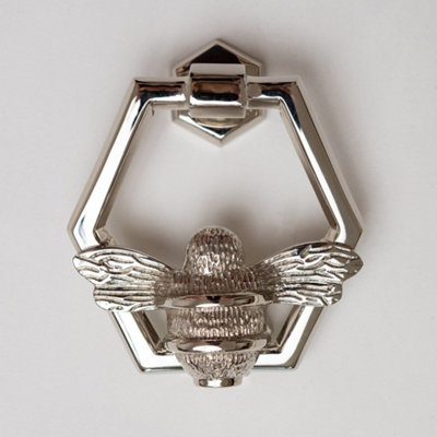 Brass bee Brass Bumble Bee Honeycomb Door KnockerNickel Finish from B&Q