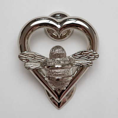 Brass bee Brass Bumble Bee Heart Door KnockerNickel Finish from B&Q